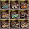 Wholesale Van Gogh's Painting Time Gemstone Earrings Ear Hooks French Hook Women's Earrings