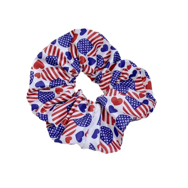 Wholesale Independence Day Hair Ring American Flag Large Intestine Hair Ring Simple Elegant Hair Rope Headwear Headwear Hot Sale