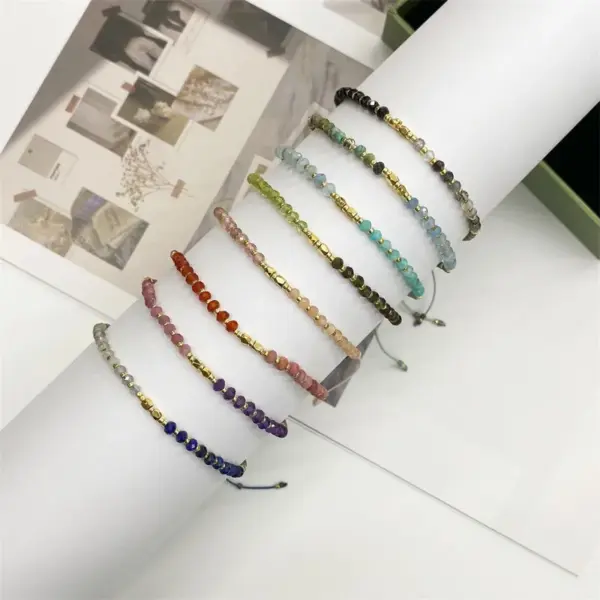 Wholesale Fashion Round Beaded Natural Stone Knitting Bracelets
