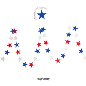1.68m Pieces of Pearlescent Red, Blue, and White Five-pointed Stars
