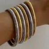 Wholesale Basic Simple Style Solid Color 304 Stainless Steel 18K Gold Plated Bangle In Bulk