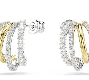 White gold striped earrings