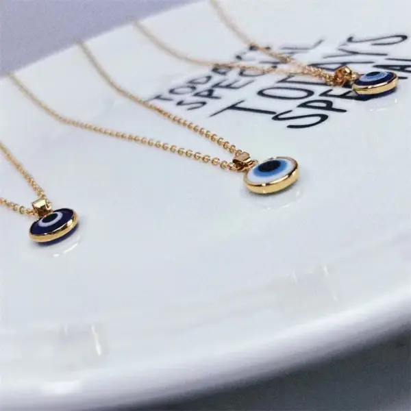 Wholesale Fashion Devil's Eye Titanium Steel Enamel Pendant Necklace 1 Piece