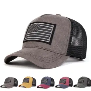 Wholesale American Flag Women's Casual Outdoor Baseball Cap With Curved Brim, Polyester Material Featuring Embroidery