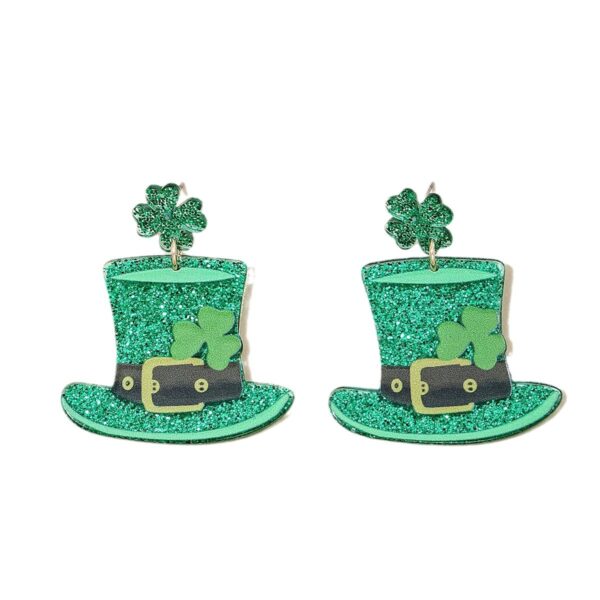 oly-7cc6490b7245f99c74f9a8ffddd444a4 Wholesale St Patrick Carnival personalized fashion earrings exaggerated green hat Clover women's earrings