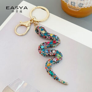 Wholesale Retro twelve Zodiac diamond snake car pendant creative colorful snake keychain bag ornaments small gift