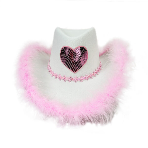 oly-7cd11010ab9067ecb920e54778a67ec7 Wholesale Pink Fur Western Cowboy Hat Valentine's Day Pink Hair Love Cowboy Hat Carnival Love Shaped Hat