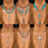 oly-7cd386cb8943067d7b85d1bf72f97b9e Wholesale Zinc alloy turquoise necklace, vacation style, beaded, vintage Western cowboy multi-layer necklace