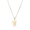 Wholesale Unisex Letter Pendant Necklace In Titanium Steel With Electroplated Gold Plating And Zircon Inlay