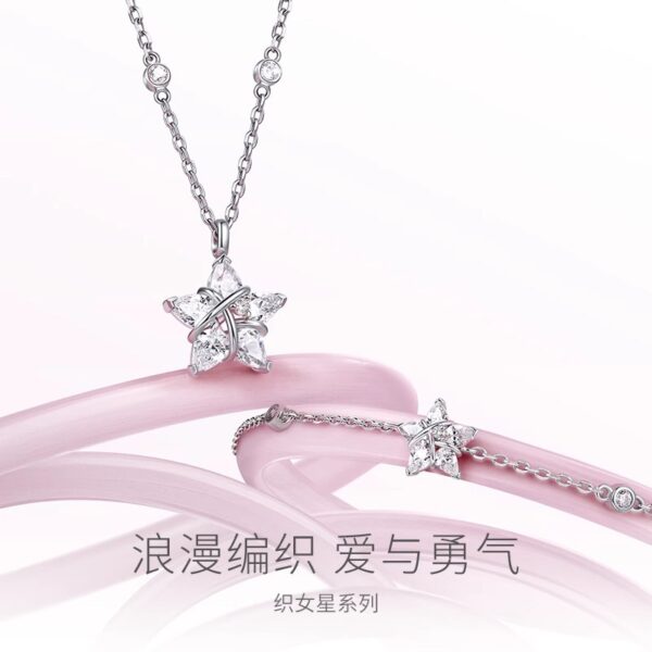 oly-7cfbfafcc6cb6945f3aed10a543cf16f Wholesale 925 Sterling Silver Weaving Girl Star Necklace Female Niche Design Sense Tanabata Valentine's Day Gift for Girlfriend