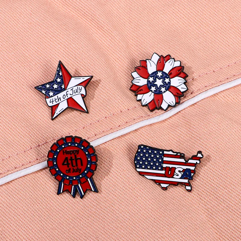 Wholesale Modern Style Pin Map Letter American Flag Alloy Enamel Unisex Brooches