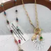 Wholesale Fresh Floral Element Feather Necklace Multifunctional Elegant Cute Handmade Titanium Steel Vacuum Gold Plated Lobster Clasp Regular Chain