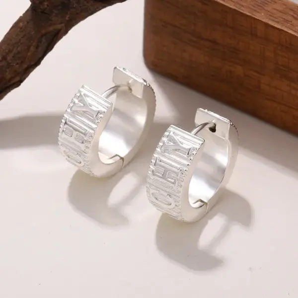 Wholesale Hypoallergenic Letter Hoop Earrings For Women In Copper With White K UV Plated Finish And 0.03µm Thick Coating