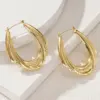 Wholesale Three-dimensional Geometric Earrings For Women In Copper With KC Golden Water Plating And 0.03µm Thickness