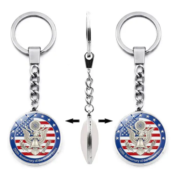 Wholesale United States American National Day Key Chain Made Of Durable Zinc Alloy, Perfect Souvenir Or Gift