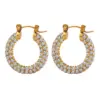 Wholesale PVD Coated Real Gold Plated 18K Gold Round 304 Stainless Steel Retro Waterproof Non Tarnish Earrings