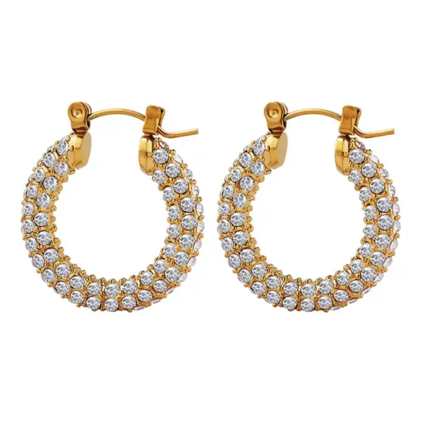 Wholesale PVD Coated Real Gold Plated 18K Gold Round 304 Stainless Steel Retro Waterproof Non Tarnish Earrings