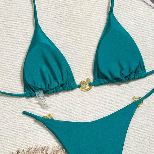 oly-7d434dbd6030e50767da8a3db8e1af14 Wholesale bikini metal ring thin flash high sexy split bikini solid color swimsuit batch