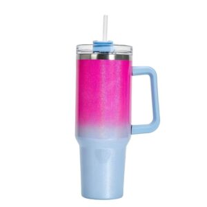 Gradient rose red light blue rainbow paint / 40OZ