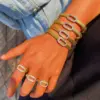 Wholesale Fashionable Double-Tone Gold-Plated Ring Bracelet Set Elegant Simple Design Diamond Embedded Luxury Versatile Copper Jewelry