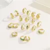 Wholesale Unisex U Shape Open Ring In Copper With Electroplated Gold Plating And White Zircon Inlay