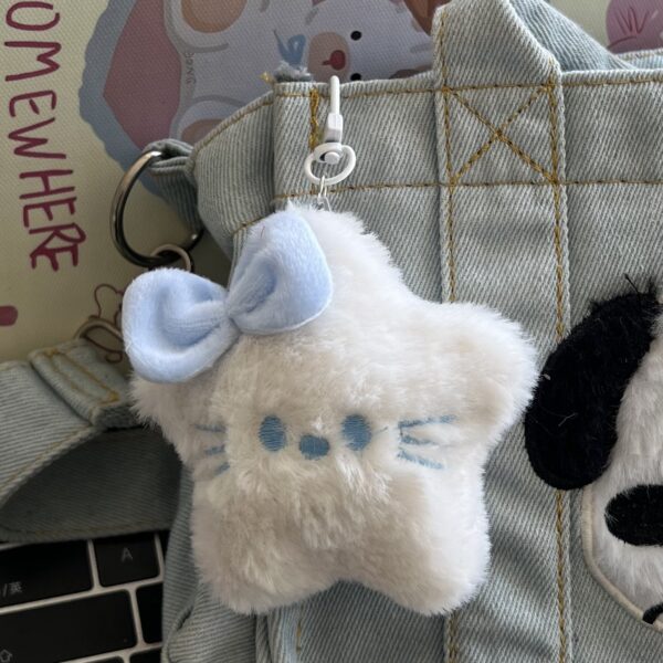 oly-7d8b29e89fa0072e3a6b276b92ae02c9 Wholesale Cute Large Plush Cat Five-pointed Star Keychain Girl's Heart Milk Hoo All-match Schoolbag Pendant Girlfriend Gift