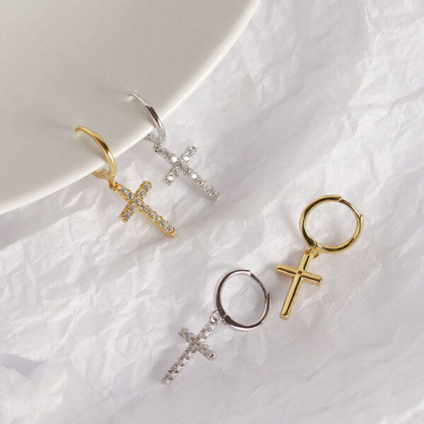 oly-7d8f9bc96ca271bb92ef0d9fcee446ef Wholesale Classic Cross Micro Diamond Earrings Women's Ear Buckle Zircon Earrings INS Trendy Elegant All-match Ear Men