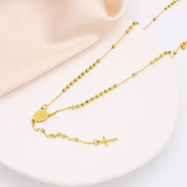 Wholesale PVD Coated Real Gold Plated Cross 304 Stainless Steel 667 Stainless Steel Simple Style Waterproof Non Tarnish 667 Stainless Steel Pendant Necklace