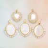 Wholesale 1 Piece Copper Artificial Pearls Shell 18K Gold Plated Virgin Mary Oval Heart Shape Polished Pendant