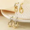 Wholesale Fashionable Geometric Pattern Stainless Steel 18K Gold Plated Hollow Chain Earrings For Women Versatile Daily Wear Jewelry
