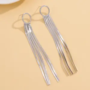 Wholesale Geometric Tassel Drop Earrings For Women In White K Plated Copper With UV Plating And 0.03µm Thickness