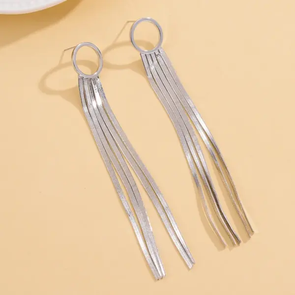 Wholesale Geometric Tassel Drop Earrings For Women In White K Plated Copper With UV Plating And 0.03µm Thickness