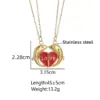 Wholesale Sweet Couple Necklaces For Valentine’s Day Featuring Heart Shape Design In Titanium Steel, 1 Pair, Golden