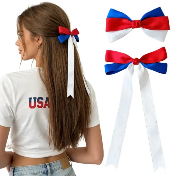 Wholesale Commute Style Bow Tie Hairpin For Women In Red Cloth, Perfect Hair Accessory For Independence Day