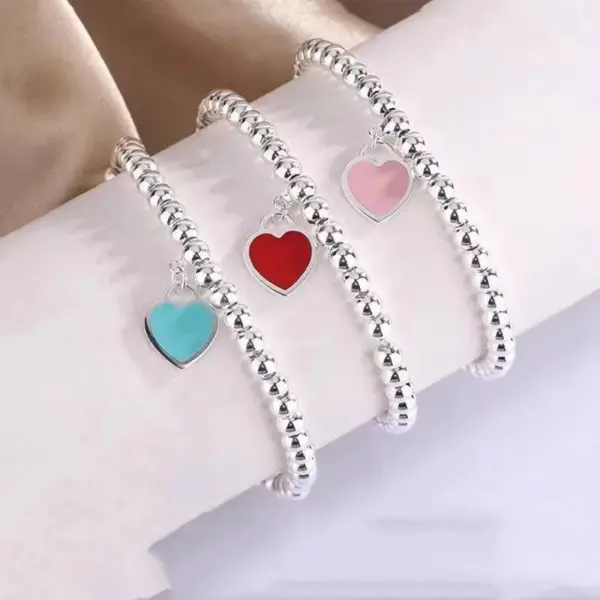 Wholesale Jewelry Elegant Heart Shape Copper Plating Bracelets Necklace Ball Chain Cable Chain