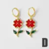 Wholesale 18K Gold Plated Copper Jewelry Oil Drop Rose Flower Zircon Pendant Earrings Ery72
