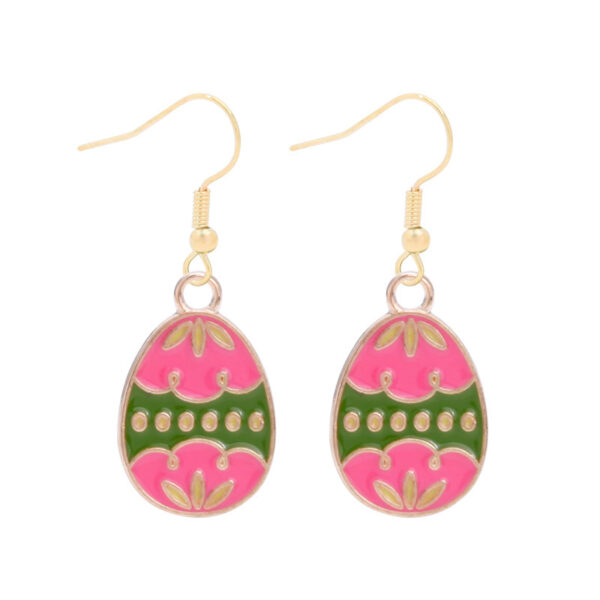 oly-7de421b205799d787121e2edee2d7c05 Wholesale Easter Egg Ear Hook Earrings Alloy Color Oil Dropping Wave Pendant Spring Carnival Party Jewelry