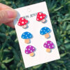 Wholesale 3-piece Creative Mushroom Earrings Handmade Multicolor Polo Mushroom Umbrella Skirt Pendant Acrylic Earrings