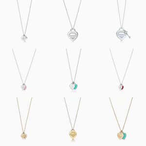 Wholesale T's Double Heart Brand Heart-shaped Necklace Pendant Epoxy Diamond Gold-plated Love Dijia Clavicle Chain Factory Direct Sales