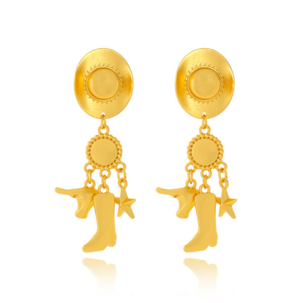 oly-7df21536c2f1a63eb4ae90a48c545327 Wholesale Creative Long Cowboy Hat Bullhead Boots Pendant Earrings Distinctive Western Style Cowboy Boots Earrings Women's