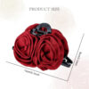 Wholesale Valentine's Day Satin Rose Flower Clamp Large Flower Shark Clip Sweet Pontertail Clip Spring and Summer Hairpin Headwear