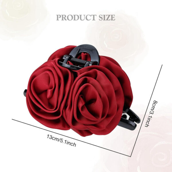 Wholesale Valentine's Day Satin Rose Flower Clamp Large Flower Shark Clip Sweet Pontertail Clip Spring and Summer Hairpin Headwear
