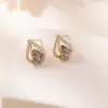 Wholesale Elegant Geometric Heart Zircon New Style Fashionable Versatile Lightweight Luxury Earrings Cross Pattern Polished Finish