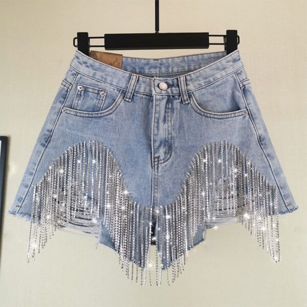 oly-7e0d286fbab95730082a424d04aaf8b7 Wholesale Women's Shorts Ripped Tassel Chain Pearl Sexy Women's Denim Shorts for Women