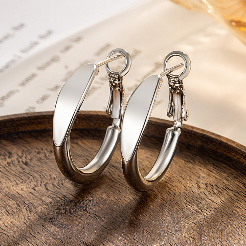 Wholesale Cold wind earring circle earrings girls 2024 new popular niche design high sense earring simple versatile