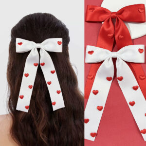 Wholesale Valentine's Day Red Love Bow Ribbon Hair Clip Sweet Girl Cute Back Head Clip Fashion Hair Accessories