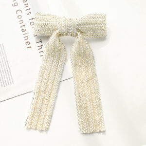White beaded bow hairpin