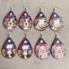 Wholesale Fun Design Wooden Animal Earrings Patriotic Farm Pig Dog Cow Wooden Studs Unique Style Jewelry Accessories