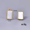 Wholesale 304 Stainless Steel Square PVD Coated Shell 18K Real Gold Plated 18K Gold Simple Style Waterproof Non Tarnish Plating Inlay Gold Drop Earrings