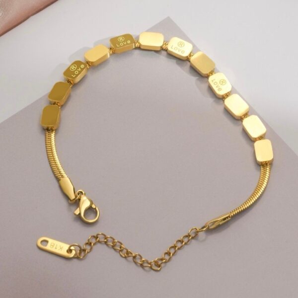 Wholesale LOVE Square Snake Bone Bracelet for Women Retro Niche Design High-grade Feeling Bracelet Titanium Steel Color-free